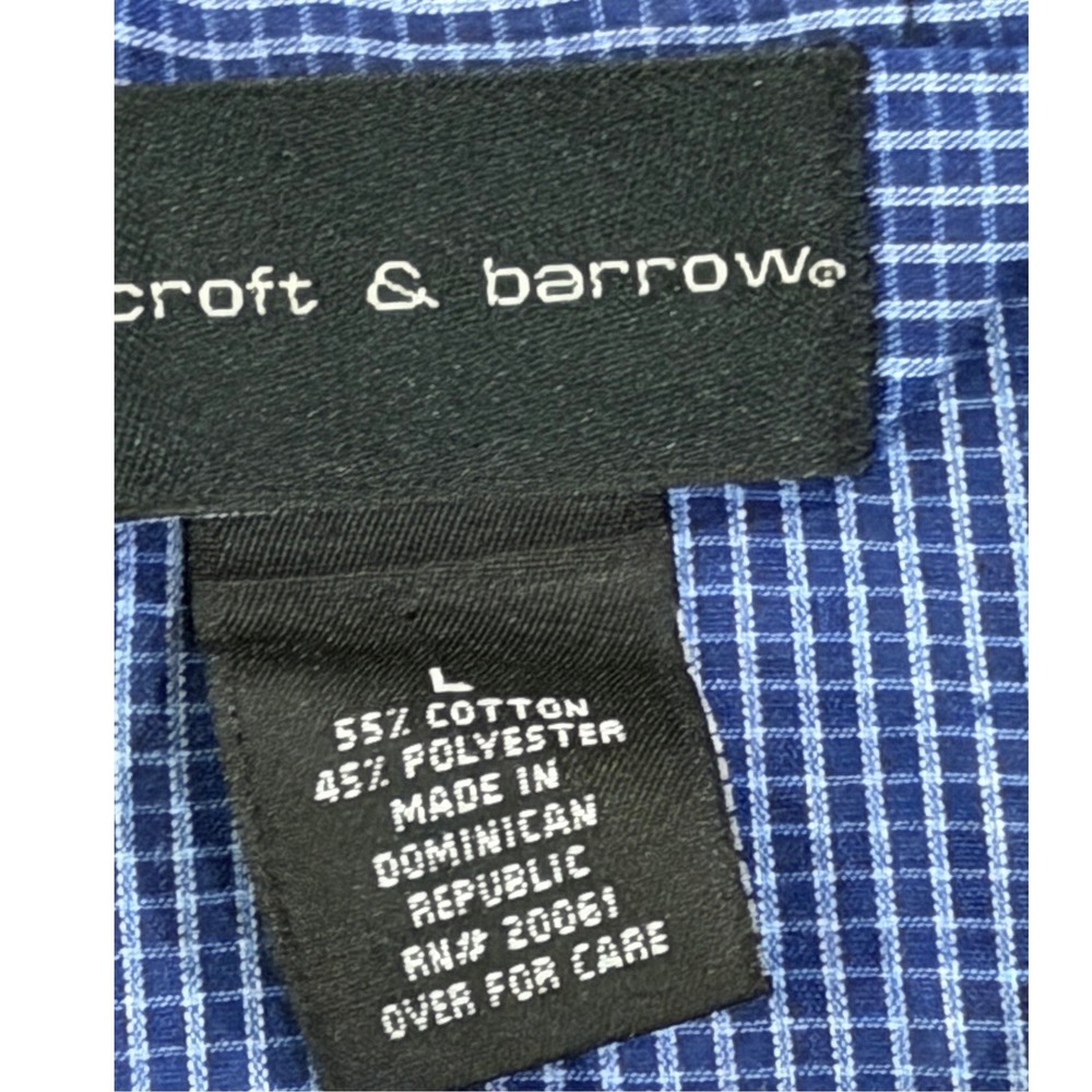 Croft & Barrow Mens Blue Micro Check Pajama Set Long Sleeve Top Pants Large - Picture 2 of 8